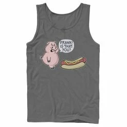 Licensed Character Men's Is That You Frank Pig And Hotdog Tank Charcoal -Licensed Character Shop unnamed file 33309