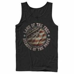 Licensed Character Men's Land Of The Free Because Of The Brave USA Tank Navy