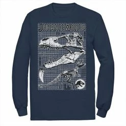 Licensed Character Men's Jurassic World Two T-Rex Bones Schematic Long Sleeve Graphic Tee Navy -Licensed Character Shop unnamed file 33324
