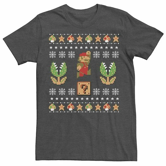 Licensed Character Men's Nintendo Super Mario Christmas Tee Royal Heather 3 Licensed Character Men's Nintendo Super Mario Christmas Tee Royal Heather
