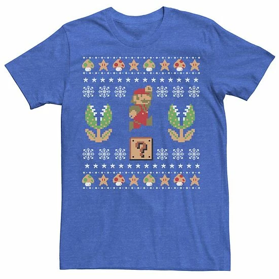 Licensed Character Men's Nintendo Super Mario Christmas Tee Royal Heather 4 Licensed Character Men's Nintendo Super Mario Christmas Tee Royal Heather - Image 2