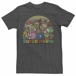 Licensed Character Men's Nintendo Super Mario Group Portrait Vintage Tee Charcoal Heather -Licensed Character Shop unnamed file 33337
