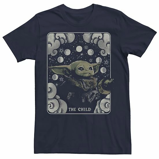 Licensed Character Men's Star Wars The Mandalorian Child Card Playing Card Tee Navy 4 Licensed Character Men's Star Wars The Mandalorian Child Card Playing Card Tee Navy - Image 2