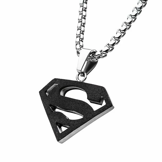 Licensed Character DC Comics Superman Black Stainless Steel Logo Pendant Necklace 5 Licensed Character DC Comics Superman Black Stainless Steel Logo Pendant Necklace - Image 3