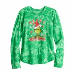 Licensed Character Girls 7-16 Dr. Seuss The Grinch "Merry Grinchmas" Tie Dye Graphic Tee