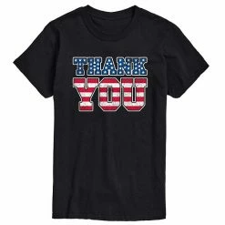 Licensed Character Men's Thank You American Flag Fill Tee Black