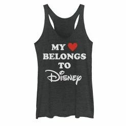 Licensed Character Juniors' Disney My Heart Belongs To Disney Tank Black Heather -Licensed Character Shop unnamed file 33649