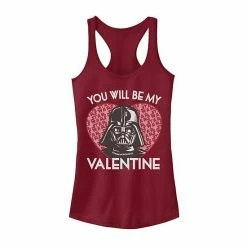 Licensed Character Juniors' Star Wars You Will Be My Valentine Darth Vader Tank Top Scarlet