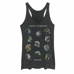 Licensed Character Juniors' Marvel Superhero Profiles Tank Top Black Heather