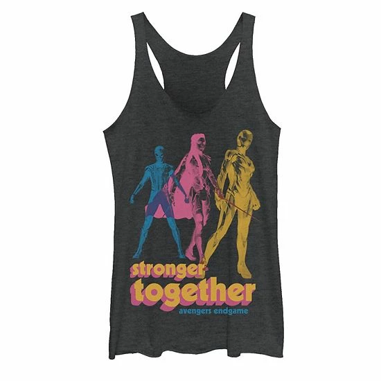 Licensed Character Juniors' Marvel Stronger Together Tank Black Heather 3 Licensed Character Juniors' Marvel Stronger Together Tank Black Heather