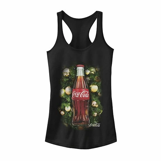 Licensed Character Juniors' Coca-Cola Holiday Christmas Bottle Ornament Graphic Tank Black 4 Licensed Character Juniors' Coca-Cola Holiday Christmas Bottle Ornament Graphic Tank Black - Image 2