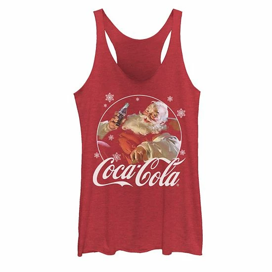Licensed Character Juniors' Coca-Cola Vintage Relaxing Santa Christmas Graphic Tank Scarlet 4 Licensed Character Juniors' Coca-Cola Vintage Relaxing Santa Christmas Graphic Tank Scarlet - Image 2