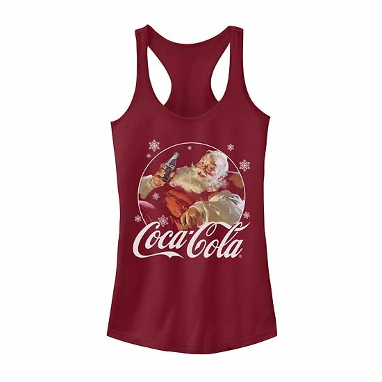 Licensed Character Juniors' Coca-Cola Vintage Relaxing Santa Christmas Graphic Tank Scarlet 5 Licensed Character Juniors' Coca-Cola Vintage Relaxing Santa Christmas Graphic Tank Scarlet - Image 3