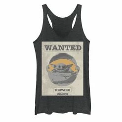 Licensed Character Juniors' Star Wars The Mandalorian The Child Wanted Poster Tank Top Gray Heather