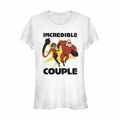 Licensed Character Juniors' Disney / Pixar Incredibles 2 Incredible Couple Duo Portrait Tee White -Licensed Character Shop unnamed file 33774