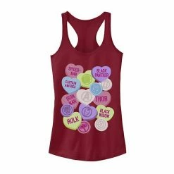 Licensed Character Juniors' Marvel Valentine's Candy Heart Avengers Icons Tank Top Pink Heather