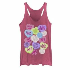 Licensed Character Juniors' Marvel Valentine's Candy Heart Avengers Icons Tank Top Pink Heather -Licensed Character Shop unnamed file 33777
