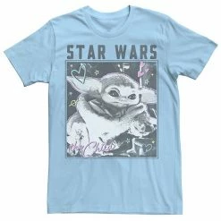 Licensed Character Men's Star Wars The Child Doodle Photo Tee Light Blue