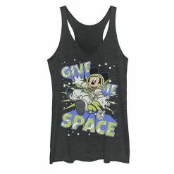 Licensed Character Juniors' Disney Mickey Mouse Give Me Space Astronaut Tank Black Heather
