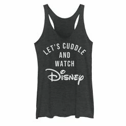 Licensed Character Juniors' Disney Let's Cuddle Logo Tank Black Heather
