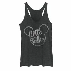 Licensed Character Juniors' Disney Mickey Mouse Hello Folks Mickey Head Tank Black Heather -Licensed Character Shop unnamed file 33813