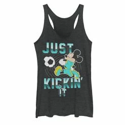Licensed Character Juniors' Disney Mickey Mouse Just Kickin' It Soccer Tank Black Heather