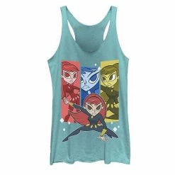 Licensed Character Juniors' Marvel Black Widow Action Stance Colorful Portrait Panels Tank Top Royal Heather