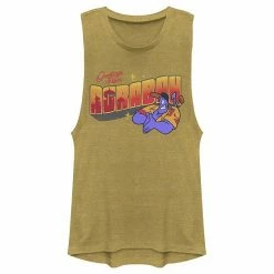 Licensed Character Juniors' Disney Aladdin Genie Greetings From Agrabah Post Card Muscle Tank Top Gold Heather -Licensed Character Shop unnamed file 33911