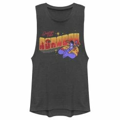 Licensed Character Juniors' Disney Aladdin Genie Greetings From Agrabah Post Card Muscle Tank Top Gold Heather -Licensed Character Shop unnamed file 33913