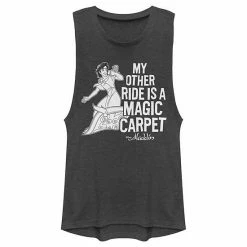 Licensed Character Juniors' Disney Aladdin My Other Ride Magic Carpet Muscle Tank Top Charcoal -Licensed Character Shop unnamed file 33915