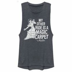 Licensed Character Juniors' Disney Aladdin My Other Ride Magic Carpet Muscle Tank Top Charcoal -Licensed Character Shop unnamed file 33916