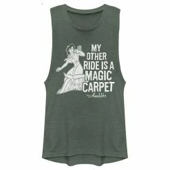 Licensed Character Juniors' Disney Aladdin My Other Ride Magic Carpet Muscle Tank Top Charcoal -Licensed Character Shop unnamed file 33917