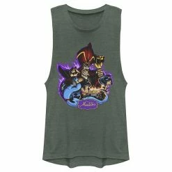 Licensed Character Juniors' Disney Aladdin Jafar Genie Jasmine Art Muscle Tank Top Denim Heather -Licensed Character Shop unnamed file 33921
