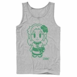 Licensed Character Men's Nintendo Legend Of Zelda Links Awakening Marin Green Outline Portrait Tank Athletic Heather -Licensed Character Shop unnamed file 33930
