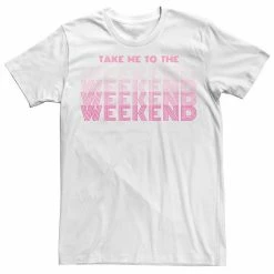 Licensed Character Men's Take Me To The Weekend Text Fade Tee White -Licensed Character Shop unnamed file 33955