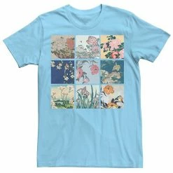 Licensed Character Men's Katsushika Hokusai Floral Photo Tee Light Blue -Licensed Character Shop unnamed file 33964