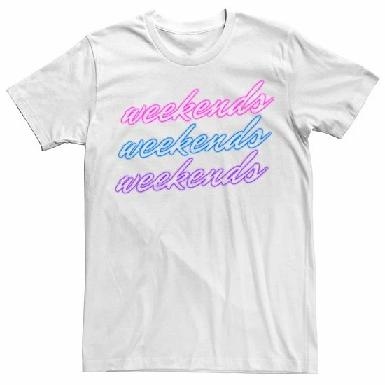 Licensed Character Men's Weekends Neon Cursive Tee Black 5 Licensed Character Men's Weekends Neon Cursive Tee Black - Image 3