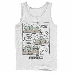 Licensed Character Men's Star Wars The Mandalorian The Child Protect Attack Snack Tank White