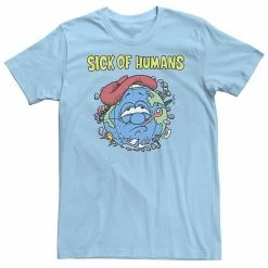 Licensed Character Men's Sick Of Humans Planet Earth Graphic Tee Navy Heather