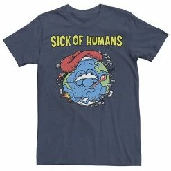 Licensed Character Men's Sick Of Humans Planet Earth Graphic Tee Navy Heather -Licensed Character Shop unnamed file 33991