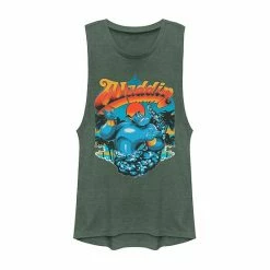 Licensed Character Juniors' Disney's Aladdin Genie Shrug Vintage Style Muscle Tank Top Pine Heather -Licensed Character Shop unnamed file 34007