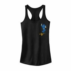Licensed Character Juniors' Disney's Aladdin Genie Lamp Left Chest Pocket Tank Top Black -Licensed Character Shop unnamed file 34034
