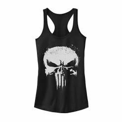 Licensed Character Juniors Marvel Punisher White Paint Splatter Skull Tank Black -Licensed Character Shop unnamed file 34046
