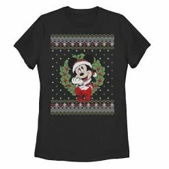 Licensed Character Disney's Mickey Christmas Wreath Juniors' Ugly Sweater Tee