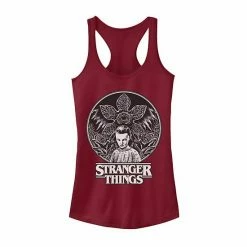 Licensed Character Juniors' Netflix Stranger Things Eleven & Demogorgon Circle Graphic Tank Scarlet
