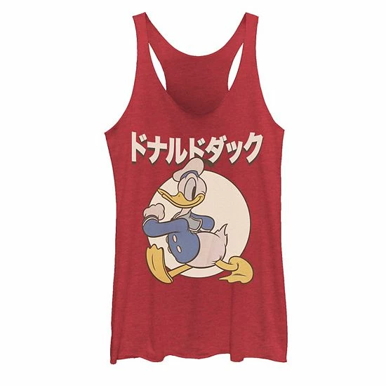 Licensed Character Juniors' Disney Donald Duck Kanji Circle Portrait Tank Red Heather 4 Licensed Character Juniors' Disney Donald Duck Kanji Circle Portrait Tank Red Heather - Image 2