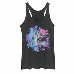 Licensed Character Juniors' Disney Alice In Wonderland Neon Forest Silhouette Tank Black Heather