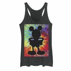 Licensed Character Juniors' Disney Mickey Mouse Tie Dye Silhouette Tank Black
