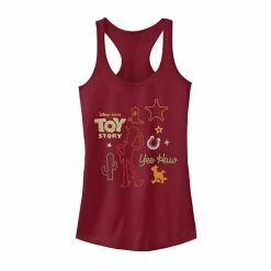 Licensed Character Juniors' Disney Pixar Toy Story Woody Yee Haw Tank Top Scarlet