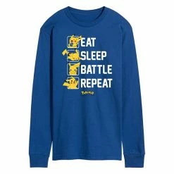 Licensed Character Men's Pokémon Eat Sleep Battle Repeat Long Sleeve Tee Royal Blue -Licensed Character Shop unnamed file 3412
